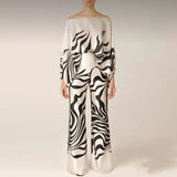 Women's off-the-sleeve set with straight-leg trousers