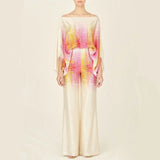 Women's off-the-sleeve set with straight-leg trousers