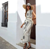 Women's sleeveless embroidered set with flowing skirt
