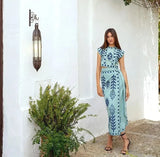 Women's sleeveless embroidered set with flowing skirt