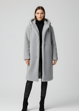 Women’s Hooded Teddy Coat Long Length Plush Winter Outerwear