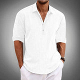 Classic Elegant and breathable linen polo shirt with short sleeves