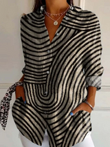 Striped Button-Down Shirt with Long Sleeves