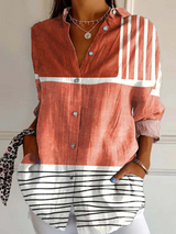 Striped Button-Down Shirt with Long Sleeves