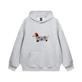 Unisex Oversize Hoodie with Dachshund Embroidery and Kangaroo Pocket