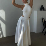Women's long, flowy, high-waisted, versatile skirt
