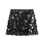 Women's short sequined skirt with fitted cut
