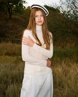 Women's Cashmere Turtleneck Sweater with Lace Details