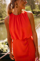 Sleeveless Midi Summer Dress with Slit