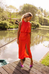 Sleeveless Midi Summer Dress with Slit