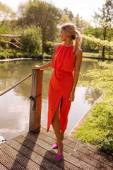 Sleeveless Midi Summer Dress with Slit