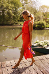 Sleeveless Midi Summer Dress with Slit