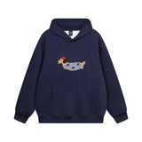 Unisex Oversize Hoodie with Dachshund Embroidery and Kangaroo Pocket