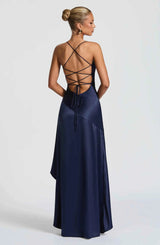 Maxikleid mit Rüschenabschluss - Cecile LavelleDunkelrot