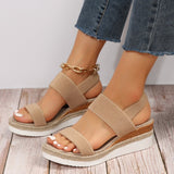 Women's orthopedic platform sandals with elastic straps and ergonomic insole