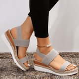 Women's orthopedic platform sandals with elastic straps and ergonomic insole