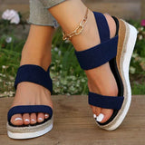 Women's orthopedic platform sandals with elastic straps and ergonomic insole