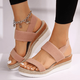 Women's orthopedic platform sandals with elastic straps and ergonomic insole