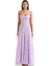 Women's long dress with floral embroidery and thin straps