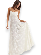 Women's long dress with floral embroidery and thin straps