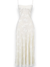 Women's long dress with floral embroidery and thin straps
