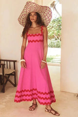 Women's Long Sleeveless ress With Wavy Hem