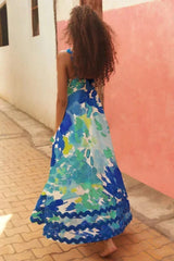 Women's Long Sleeveless ress With Wavy Hem