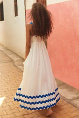 Women's Long Sleeveless ress With Wavy Hem