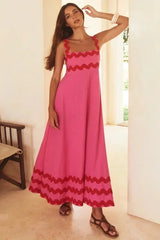Women's Long Sleeveless ress With Wavy Hem