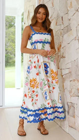 Women's Long Sleeveless ress With Wavy Hem