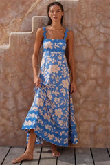 Women's Long Sleeveless ress With Wavy Hem