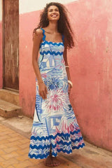Women's Long Sleeveless ress With Wavy Hem