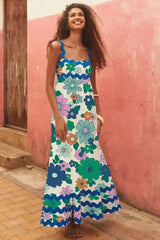 Women's Long Sleeveless ress With Wavy Hem