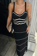 Long, fitted ecru dress with openwork details