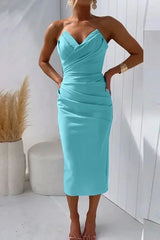 Strapless midi dress with sweetheart neckline for evening
