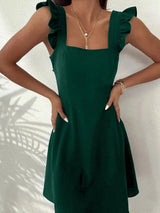 Women's Short Flared Dress with Summery Flutter Sleeves