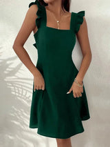 Women's Short Flared Dress with Summery Flutter Sleeves