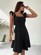 Women's Short Flared Dress with Summery Flutter Sleeves