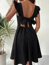 Women's Short Flared Dress with Summery Flutter Sleeves