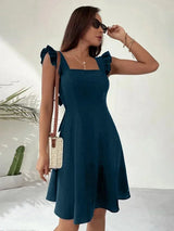 Women's Short Flared Dress with Summery Flutter Sleeves