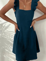 Women's Short Flared Dress with Summery Flutter Sleeves