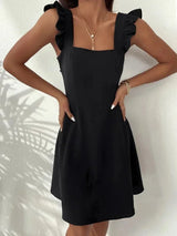 Women's Short Flared Dress with Summery Flutter Sleeves