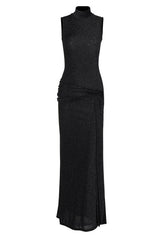 Maxi dress with metallic ribbon band