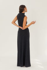 Maxi dress with metallic ribbon band