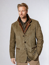 Men's Tailored Wool Blend Jacket with Stand-Up Collar