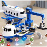 Large airplane playset with construction vehicles