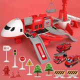 Large airplane playset with construction vehicles