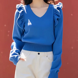 Women's Ruffle-Trim Sweater | Soft Polyester